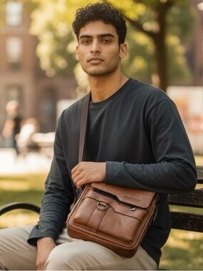 Wokier Tan Faux Leather Unisex Messenger Bag
11x8x2